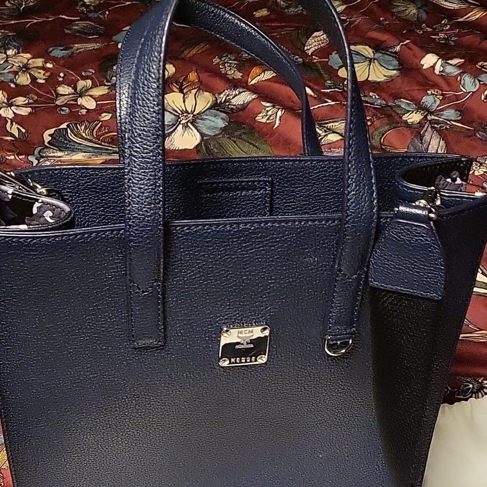 MCM Blue Messenger Bag with Adjustable Strap and Gold Hardware - Picture 2 of 10